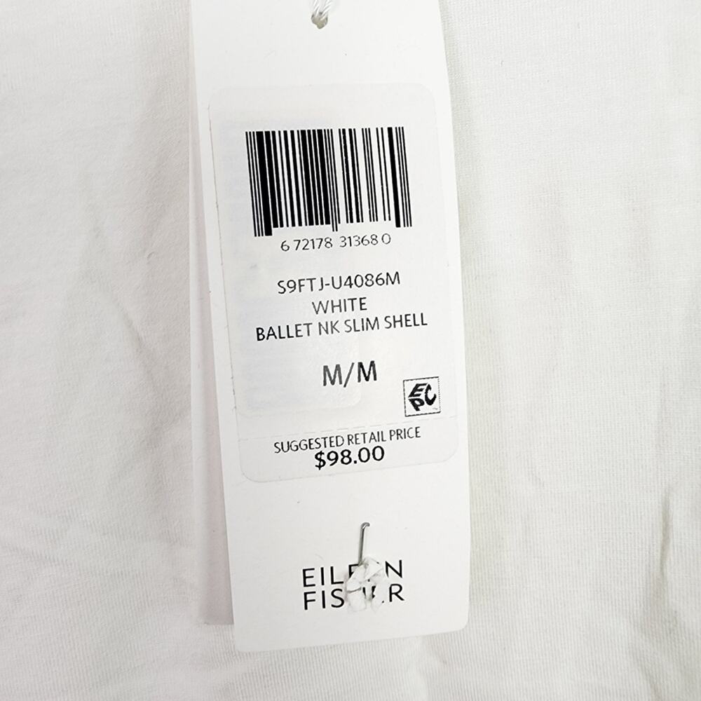 NWT Eileen Fisher White Tencel Stretch Sleeveless Tank Top Layering Shell Medium - Picture 8 of 13